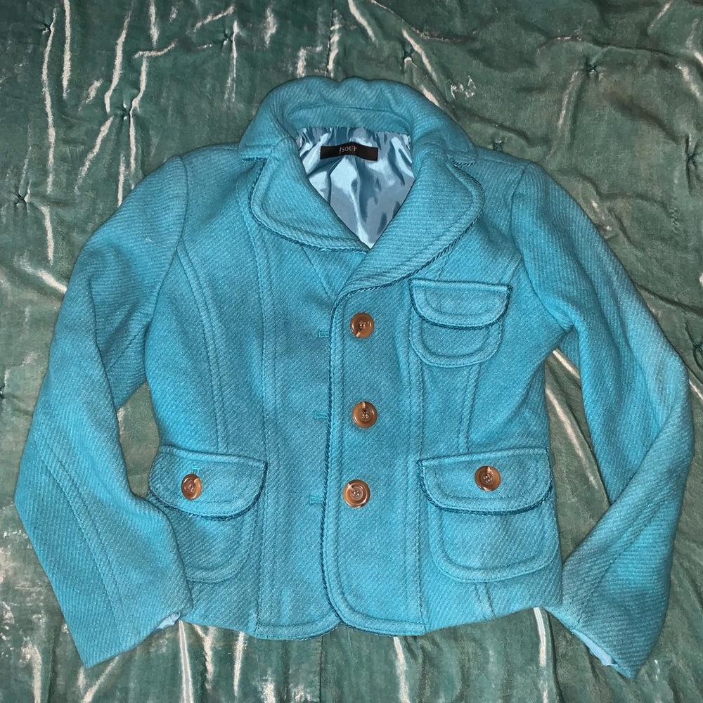 Chic Turquoise Button-Up Blazer